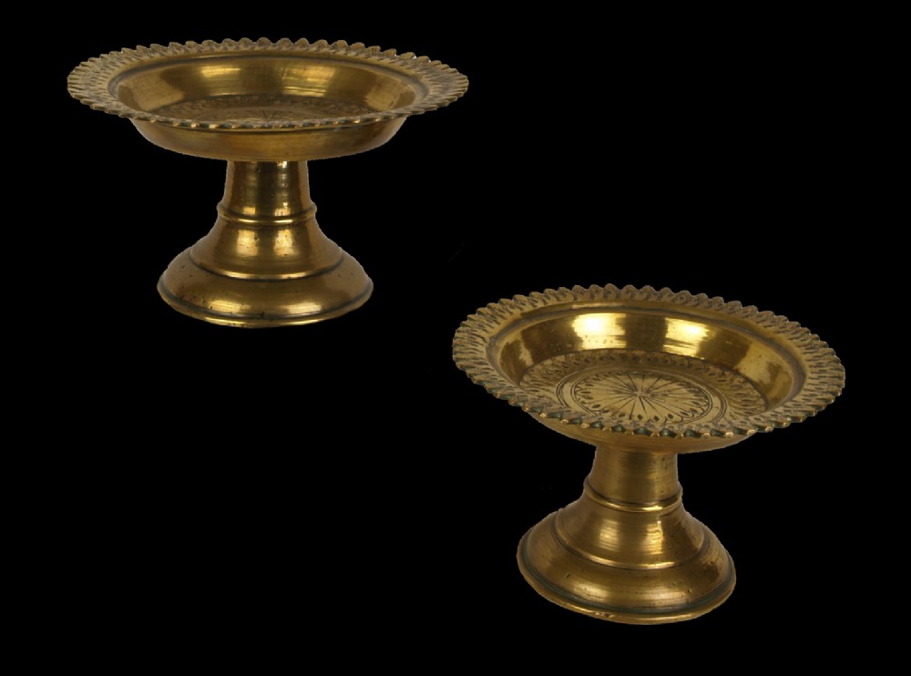 A Scarce Pair Of Sri Lankan Brass Betel, (paan) Stands, Or Tazza C