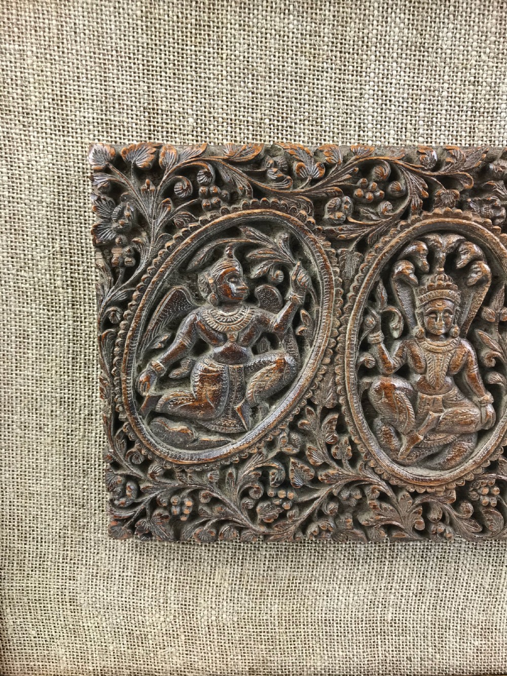 A Finely Carved Sandalwood Panel - (mounted & Framed): Vizagapatam ...