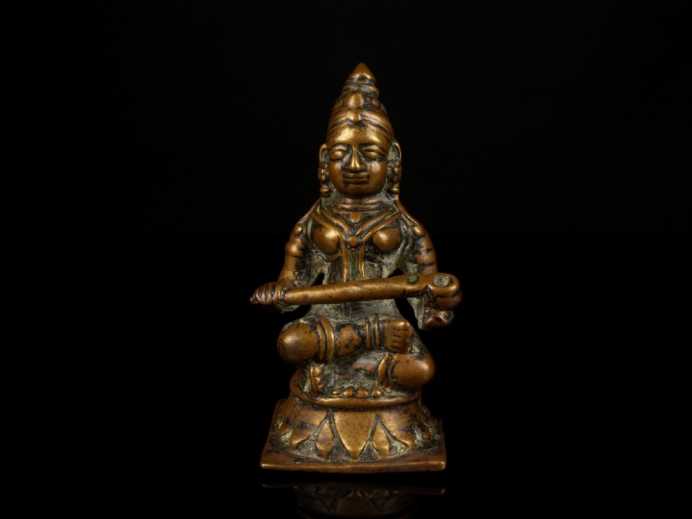 a 17th 18th century hindu indian cast brass deity figure annapurna