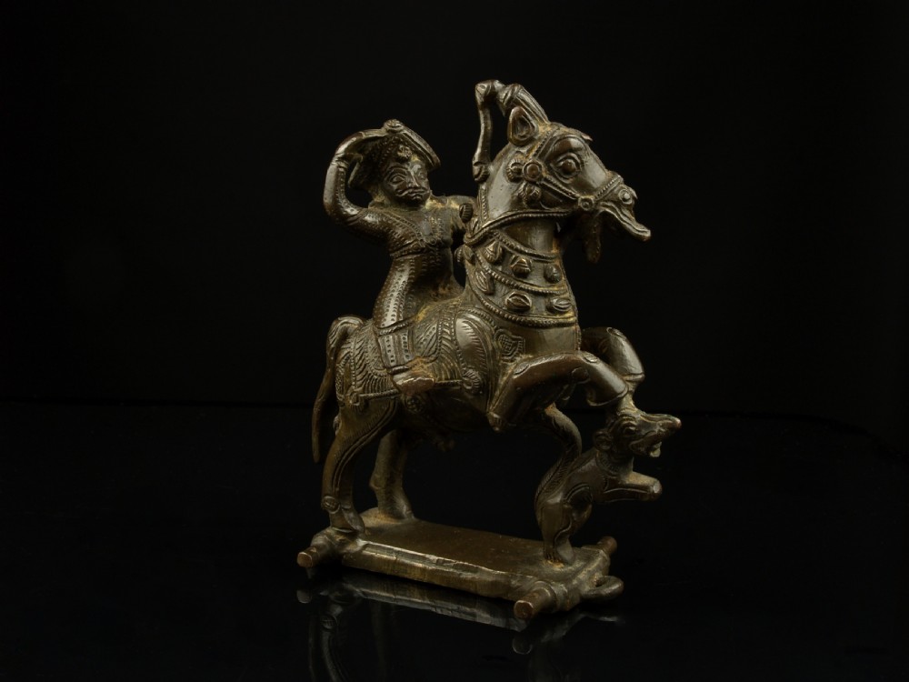 a cast copper alloy 'temple toy' horseman figure hindu india late 19th century