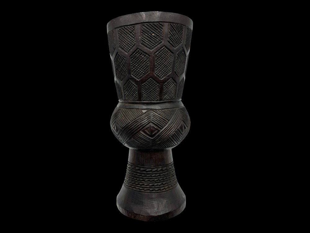 a fine west african ceremonial carved wood palm wine cup kuba people drc early to mid 20th century